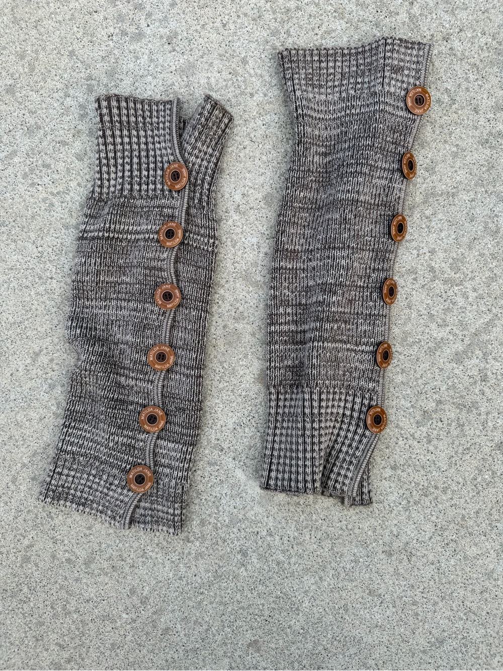 Matilda Jane Knit Button Leg Warmers Arm Cuffs Grey Marl Boot Tights OS
